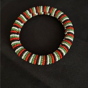 Vibrant‎ Red and Green Beaded Bracelet